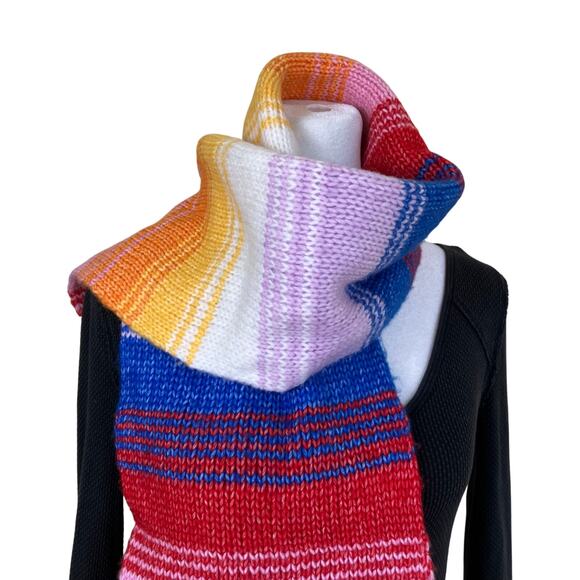 Old Navy Rainbow Color Chunky Knit Sweater Scarf Oblong Soft Boho - Picture 4 of 15